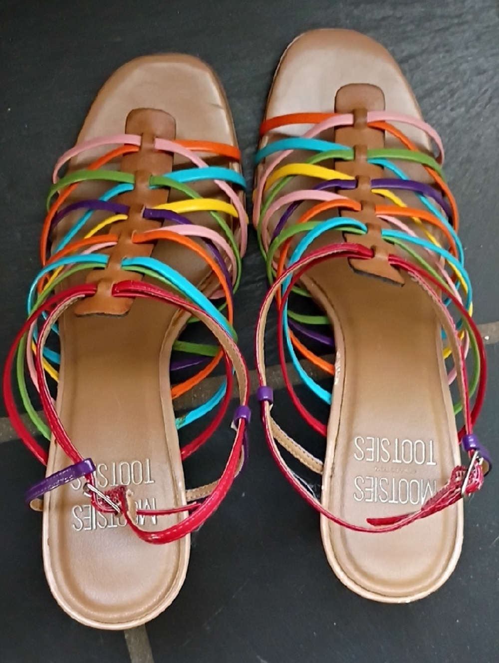 Mootsies Tootsies women’s sandal Rainbow Strappy Heeled dressy open toe sz 7 - Picture 5 of 8